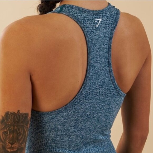 Gymshark Vital Seamless Teal Marl Moisture Wicking Racerback Tank Top Size S - Picture 3 of 3